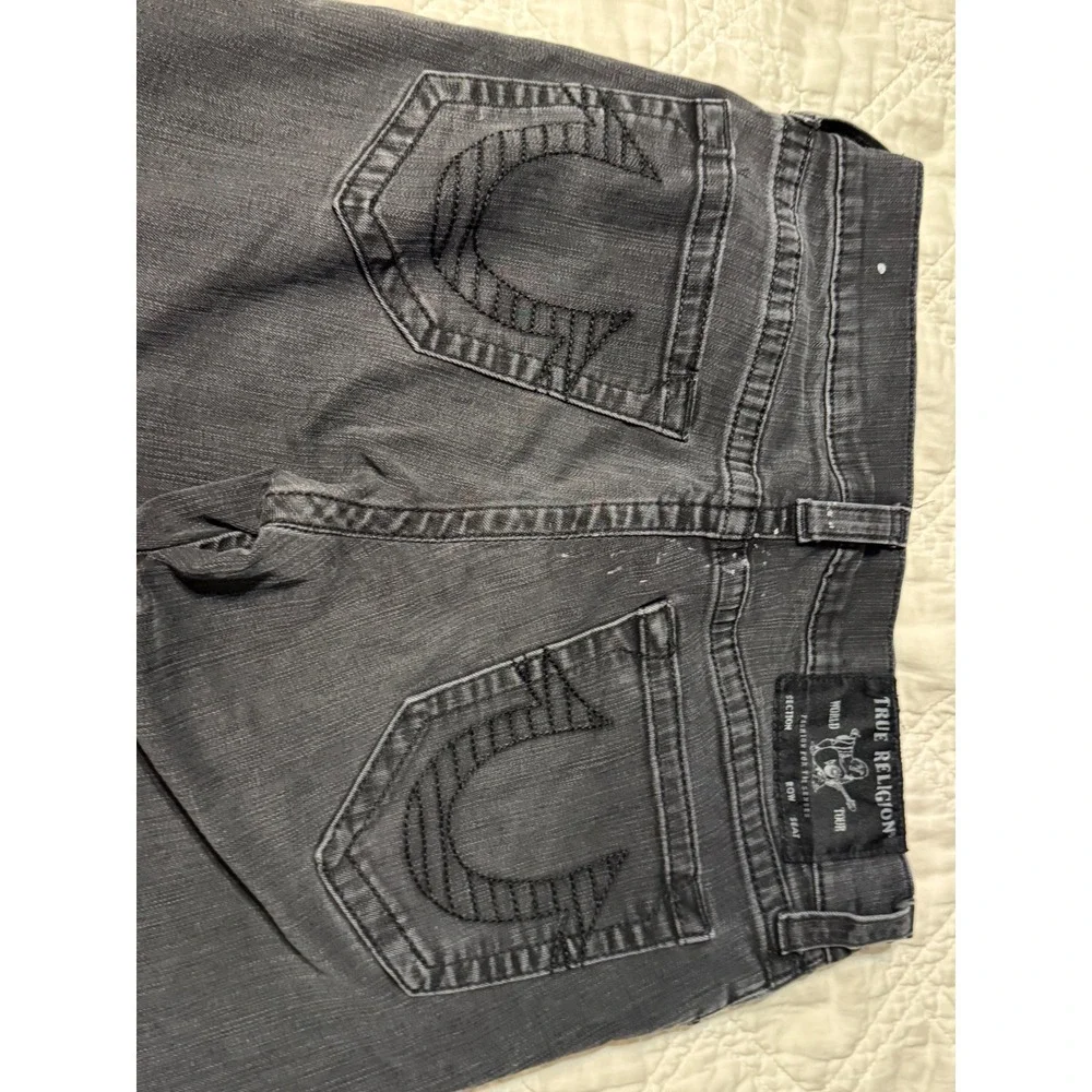 True Religion Geno Relaxed Slim Moto Jeans Charcoal Gray Size 31